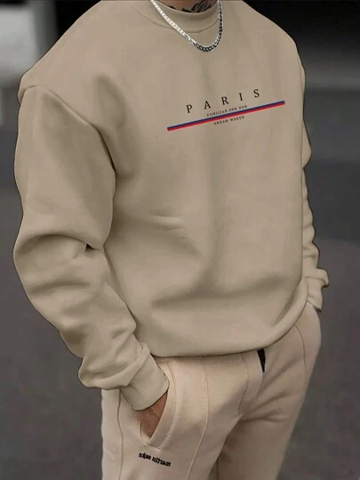 Manfinity Homme Loose Fit Men's Lined Sweatshirt With Letter Print